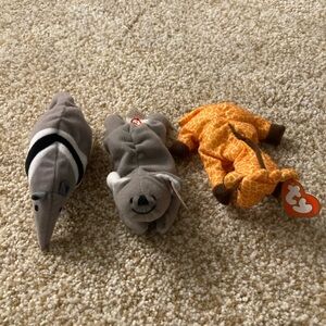 TY mini Beanie Babies Plush Toy Set - Anteater, Koala, Giraffe
